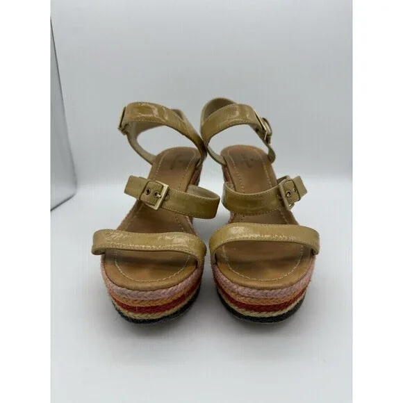 Kate Spade Espadrille Wedges Womens 8 Rainbow Striped Vacation 3.75" Heel Travel - Picture 3 of 7